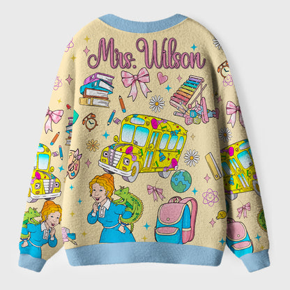 Personalized Name Magic Things Teacher Ugly Cardigan Sweaters
