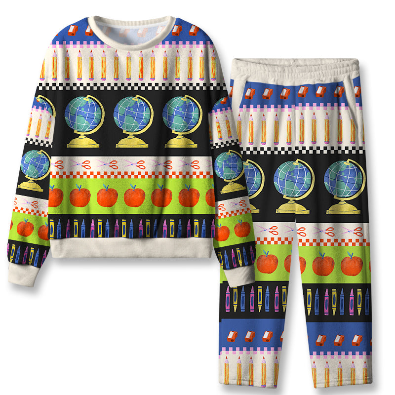 Surrounded By Teaching Materials Teacher Flannel Pajama Set