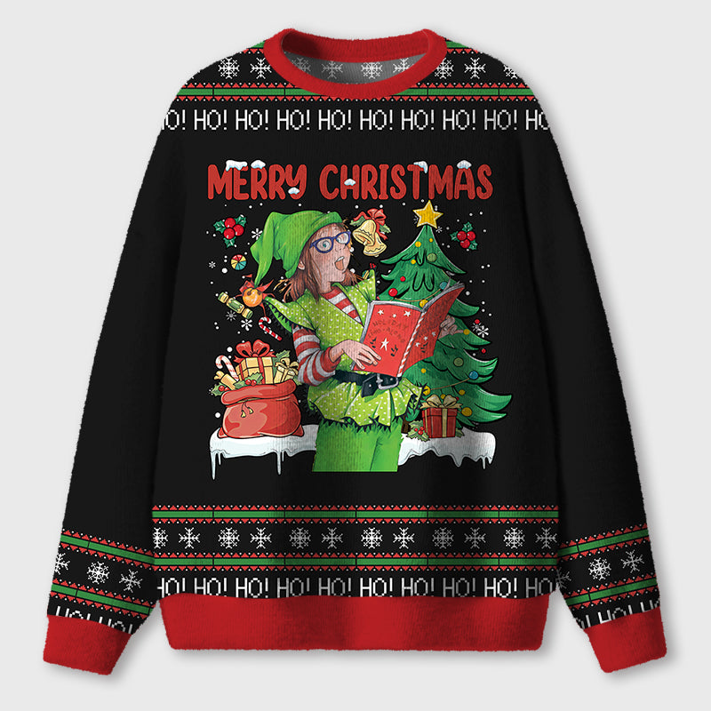 Merry Christmas Little Kids Teacher Ugly Fluffy Sweatshirt