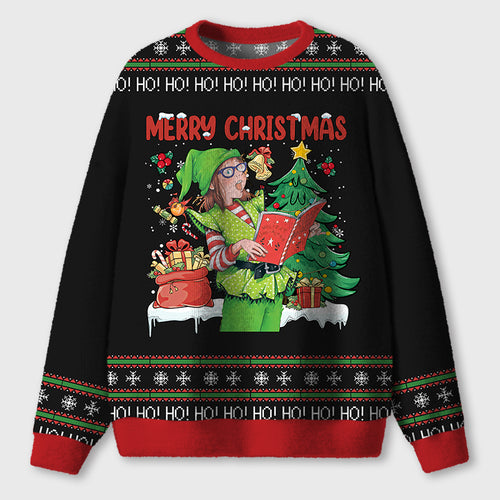 Merry Christmas Little Kids Teacher Ugly Fluffy Sweatshirt