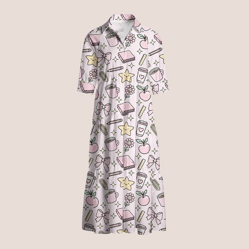 Book Pencil Bow Teacher Shirtdress