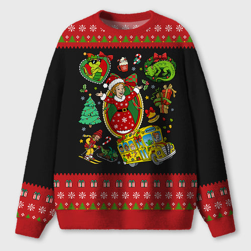 Having A Magic Christmas Teacher Ugly Fluffy Sweatshirt