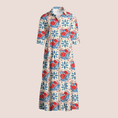Boho Style Flowers Teacher Shirtdress