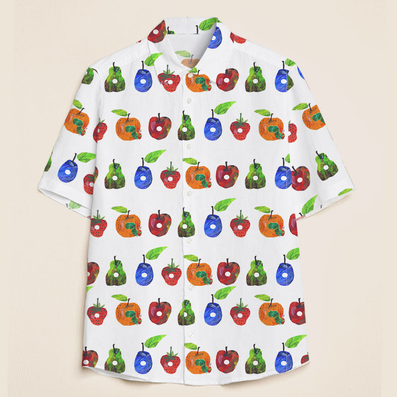 Caterpillar And Fruits Teacher Short Sleeve Shirt