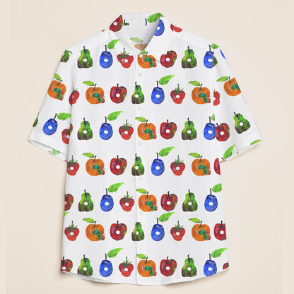 Caterpillar And Fruits Teacher Short Sleeve Shirt