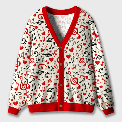 Musical Note Heart Teacher Ugly Cardigan Sweaters