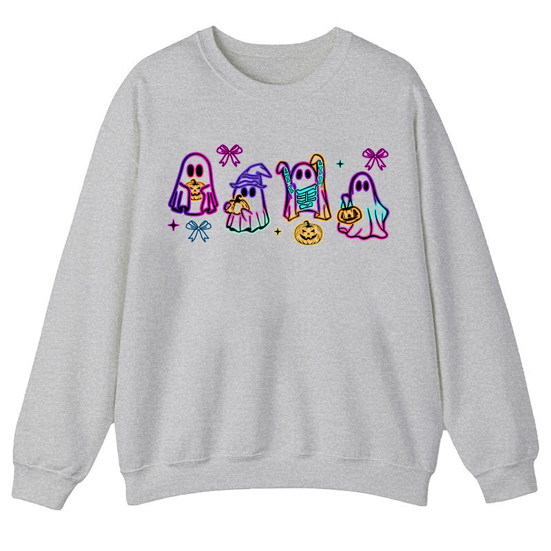 Colorful Neon Ghost Pumpkin Teacher Sweatshirt