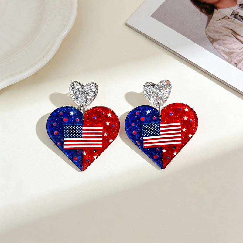 Independence Day Flag Color Teacher Acrylic Earrings