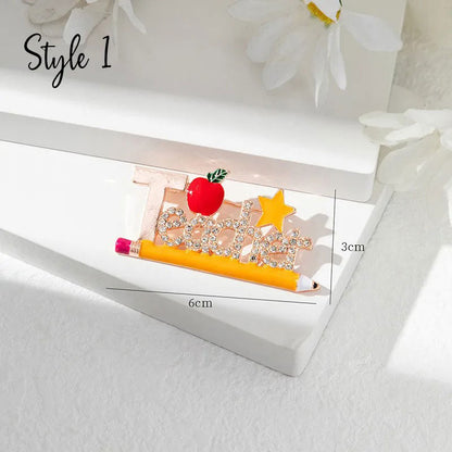 I Love School Apple Teacher Pin