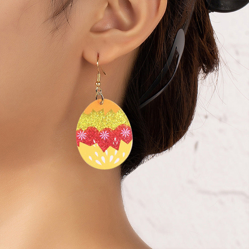 Sequined Easter Bunny Teacher Acrylic Earrings