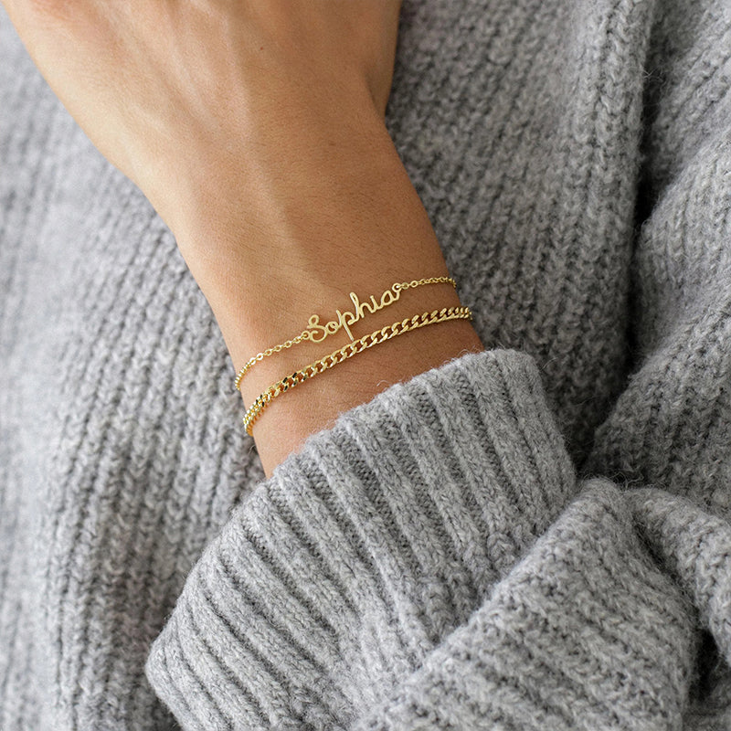 Personalized Name Simple Design Teacher Metal Bracelet