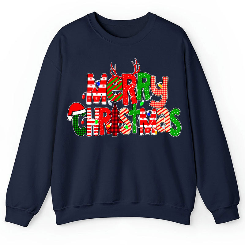 Merry Christmas With Rich Pattern Teacher Sweatshirt