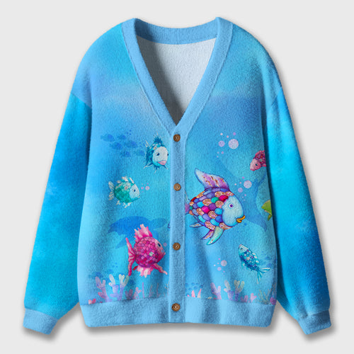 Colorful Fish Teacher Ugly Cardigan Sweaters