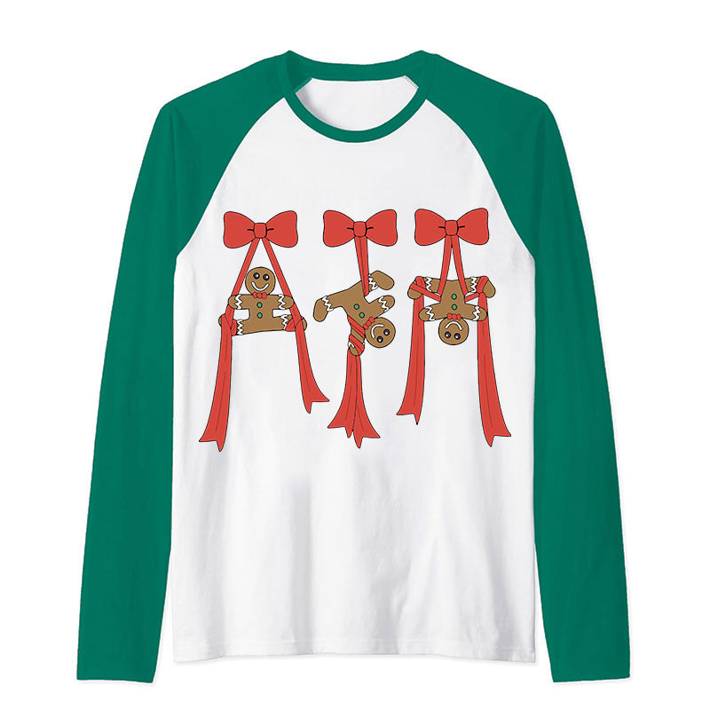 Gingerbread Man Christmas Dance Teacher Raglan Long Sleeve T-Shirt