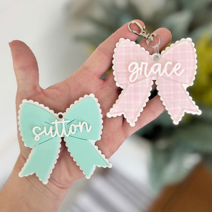 Personalized Bow Double Layer Teacher Keychain