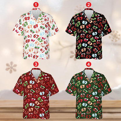 Funny 67 Christmas Hawaiian Teacher Short Sleeve Shirt