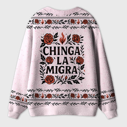 Chinga La Migra Teacher Ugly Cardigan Sweaters