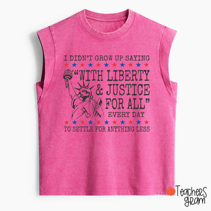 Liberty And Justice For All 4th Of July Teacher Washed Tank Top