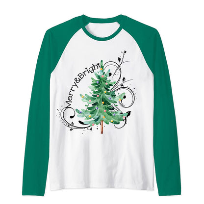 Merry And Bright Christmas Teacher Raglan Long Sleeve T-Shirt