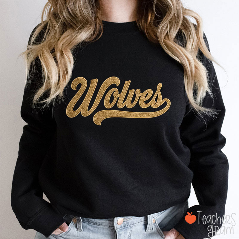Personalized Mascot Glitter Embroidered Game Day Teacher Sweatshirt