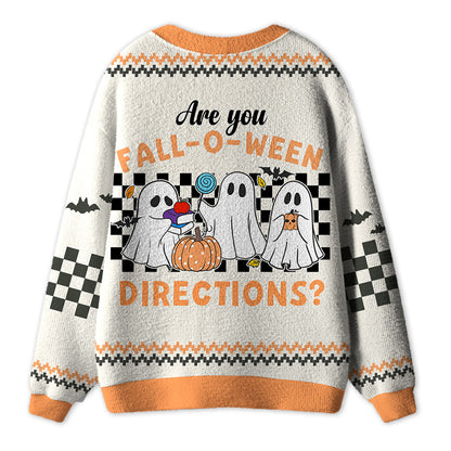 Personalized Fall_O_Ween Ghost Teacher Ugly Cardigan Sweaters