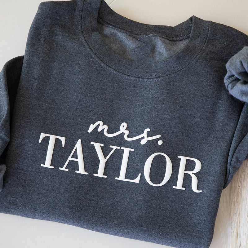 Personalized Name Last Name Embossed Teacher Sweatshirt