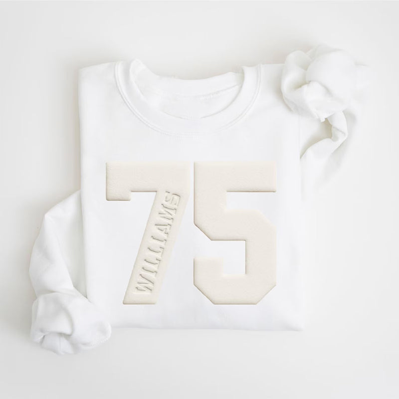 Personalized Vertical Name Sport Number Teacher Sweatshirt