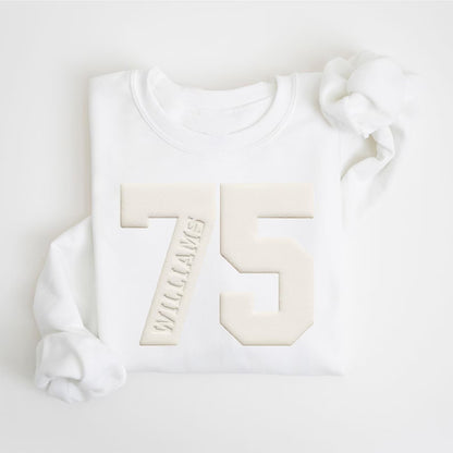 Personalized Vertical Name Sport Number Teacher Sweatshirt