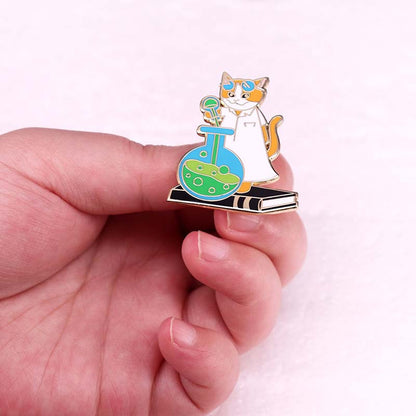 Cute Cat Scientist Teacher Pin