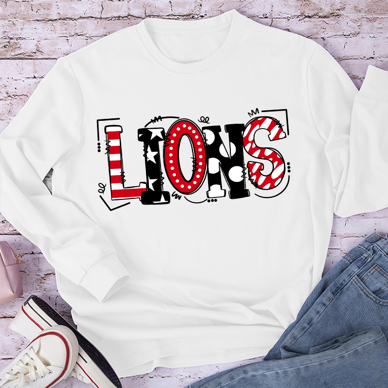Personalized Mascot Cute Fonts Game Day Teacher Long Sleeve T-Shirt