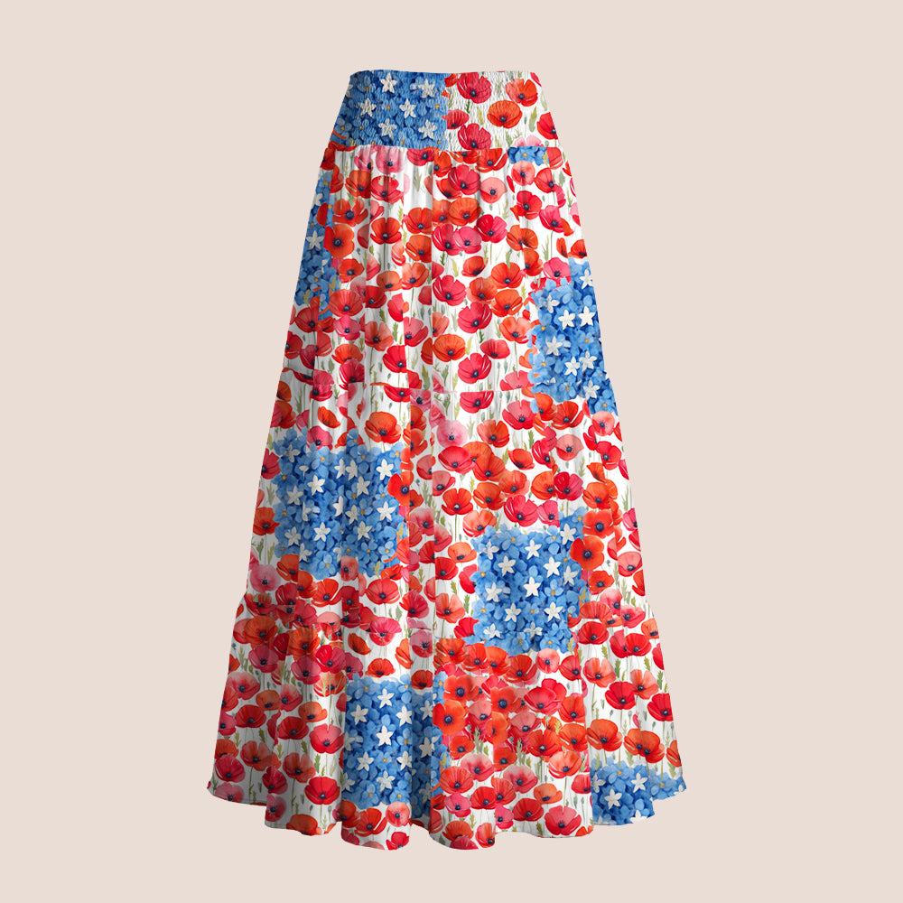 Floral USA Flag 250th Anniversary Teacher Tiered Skirt