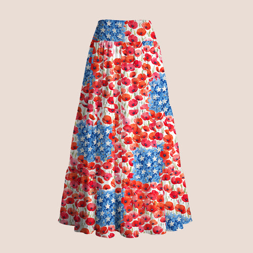 Floral USA Flag 250th Anniversary Teacher Tiered Skirt