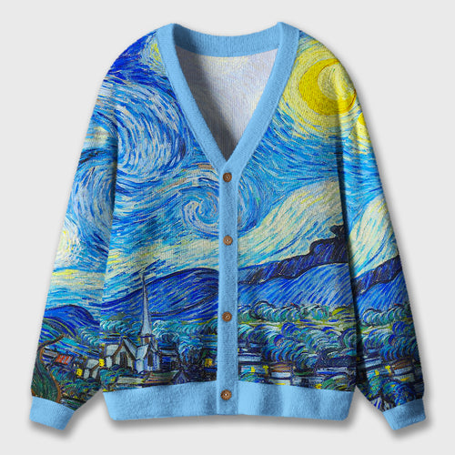 Art Moonlight Night Teacher Ugly Cardigan Sweaters