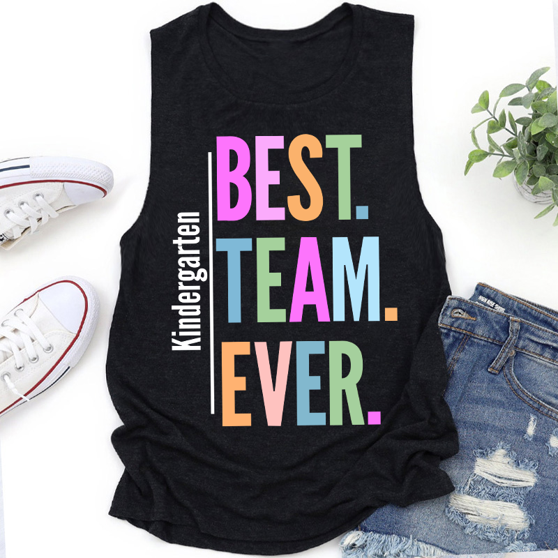 Personalized Neon Color Best Team Ever Teacher Tank Top
