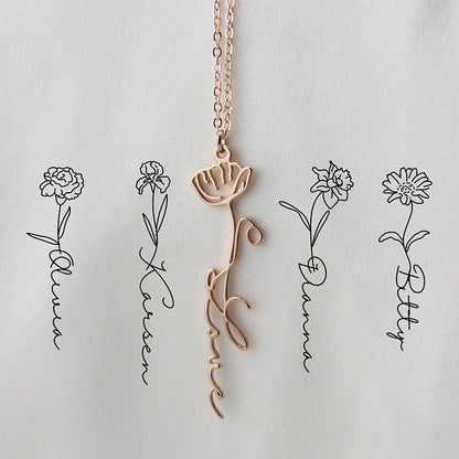 Personalized Name And Birthday Flower Jewelry Teacher Necklace