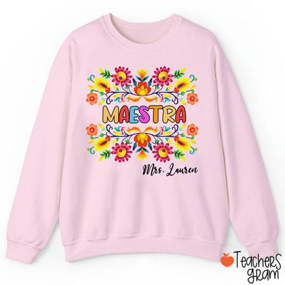 Personalized Name Maestra Teacher Sweatshirt