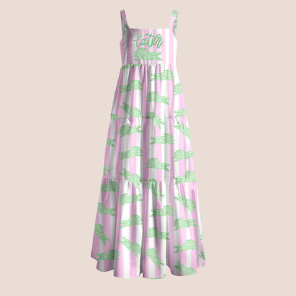 Pink Striped Later Gator Teacher Slip Dress