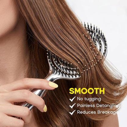 Detangling Hair Brush – Anti Static Boar Bristle Brush for Wet & Dry Hair, Pain-Free Knot Removal, Frizz Control, Scalp Massage Hair Brush