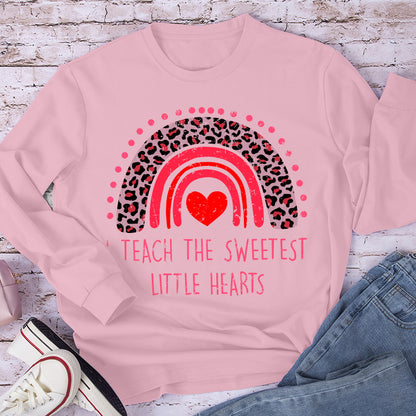 I Teach The Sweetest Little Hearts Teacher Long Sleeve T-Shirt
