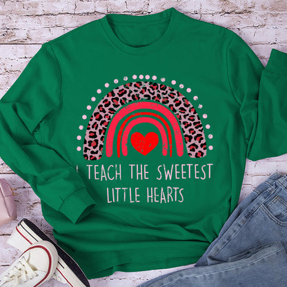 I Teach The Sweetest Little Hearts Teacher Long Sleeve T-Shirt