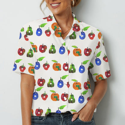 Caterpillar And Fruits Teacher Short Sleeve Shirt