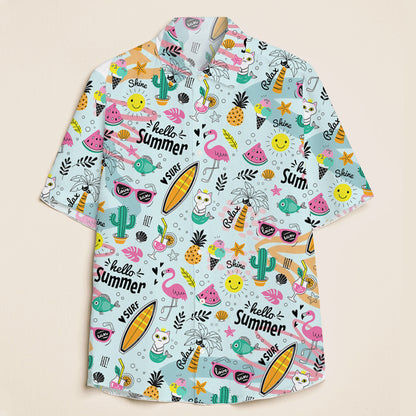 Hello Summer Beach Vacation Teacher Short Sleeve Shirt