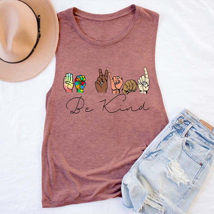 Sign Language Diversed Be Kind Teacher Tank Top