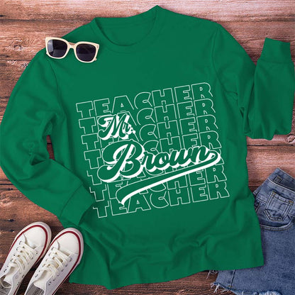 Personalized Name And Position Simple Teacher Long Sleeve T-Shirt