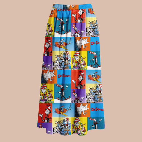 The Cat In The Hat Daily Routine Teacher Printed Midi Skirt