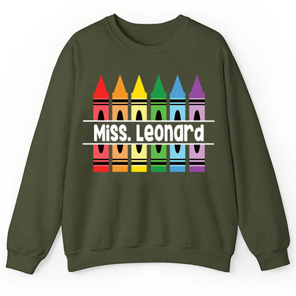 Personalized Pencil Crayon Teacher Name Teacher Sweatshirt