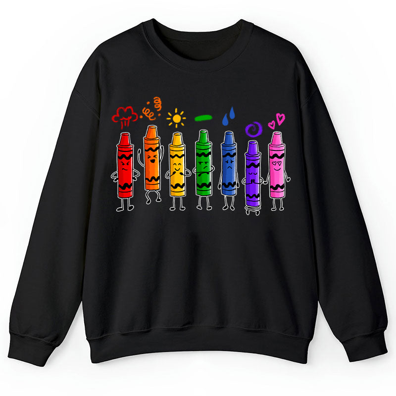 Mood Color Crayons Teacher Sweatshirt