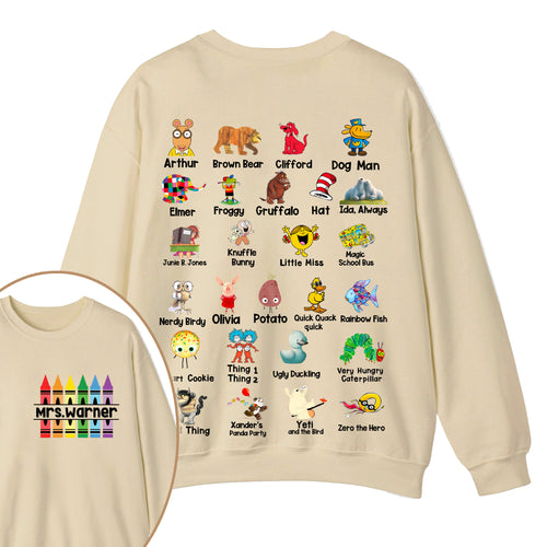 Personalized Pencil Crayon Name Teacher Two Sided Sweatshirt