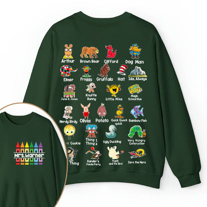 Personalized Pencil Crayon Name Teacher Two Sided Sweatshirt