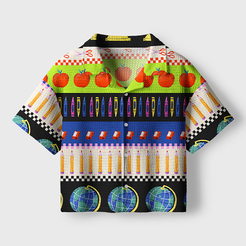 Stationery And School Life Teacher Crochet Crop Camp Shirt